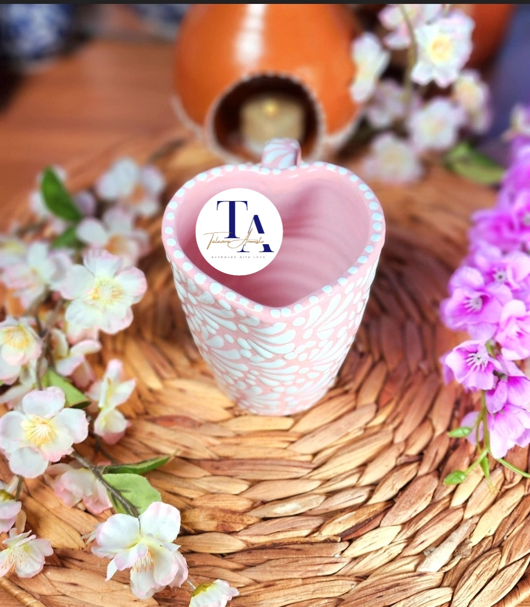 Talavera Pink Heart Mug